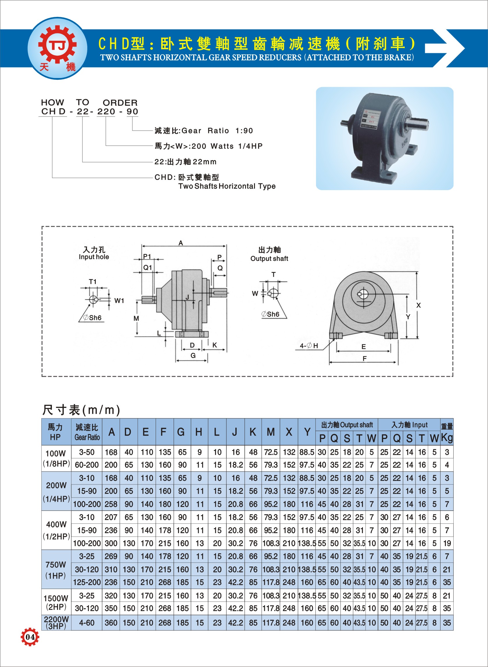 臥式雙軸齒輪減速機參數(shù)圖 臥式雙軸齒輪減速機參數(shù)圖